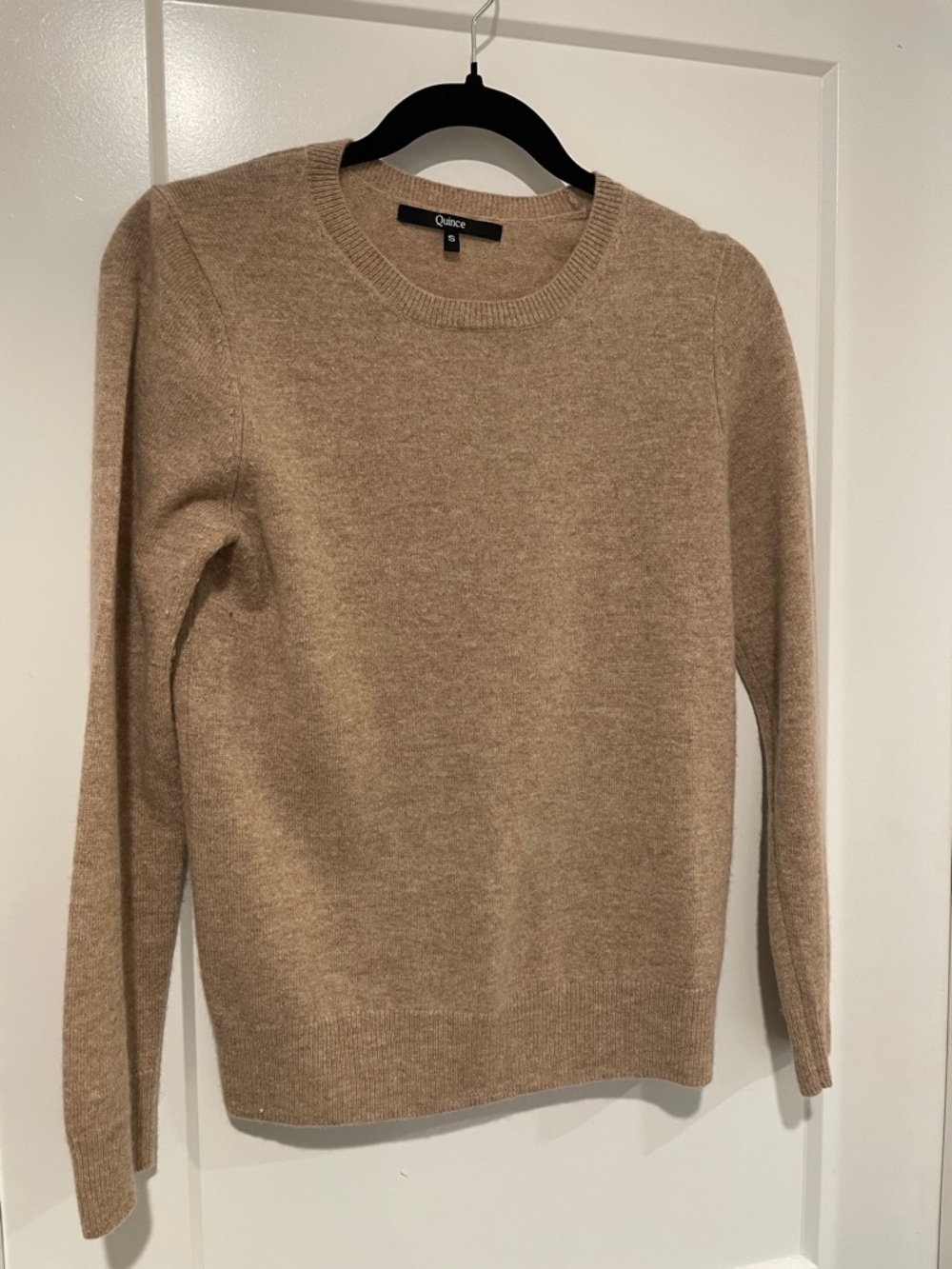 Quince Tan Cashmere Crewneck Sweater